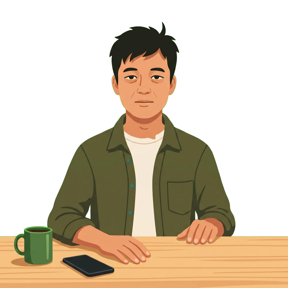 Illustration of a tired shop owner at the desk late at night
